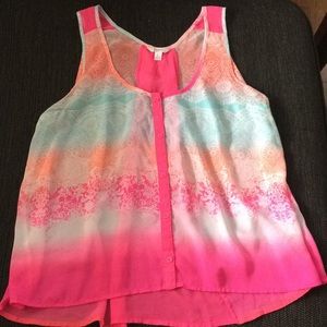 Candie’s Large Pink Baby Blue and Orange Blouse